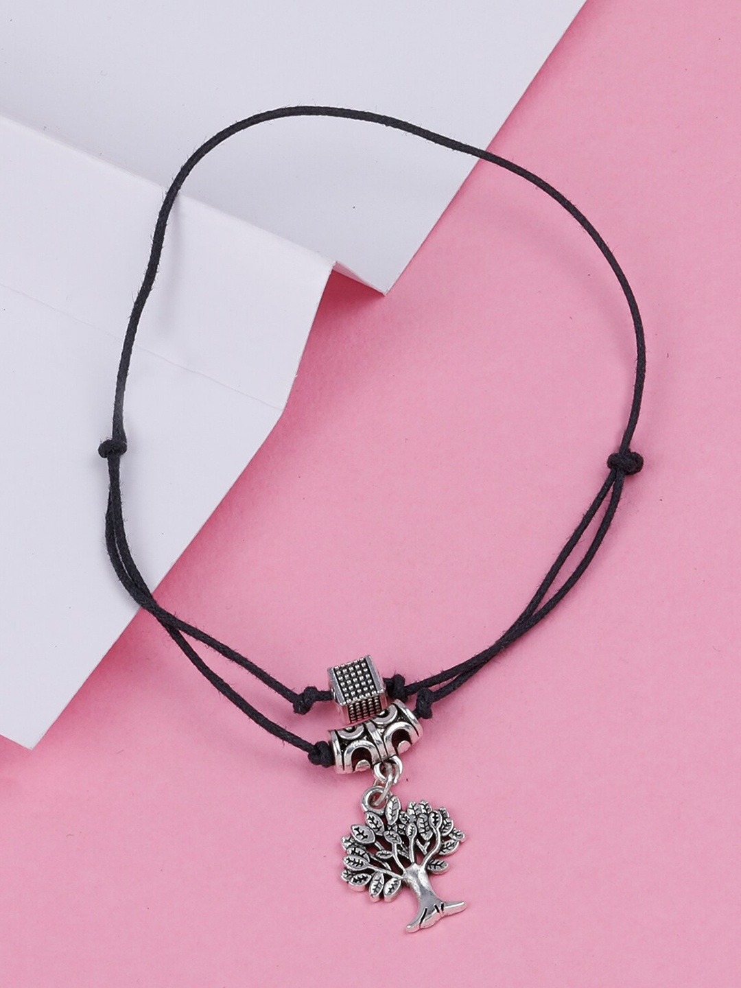 

Silver Shine Oxidized Silver-Plated Thread Anklet