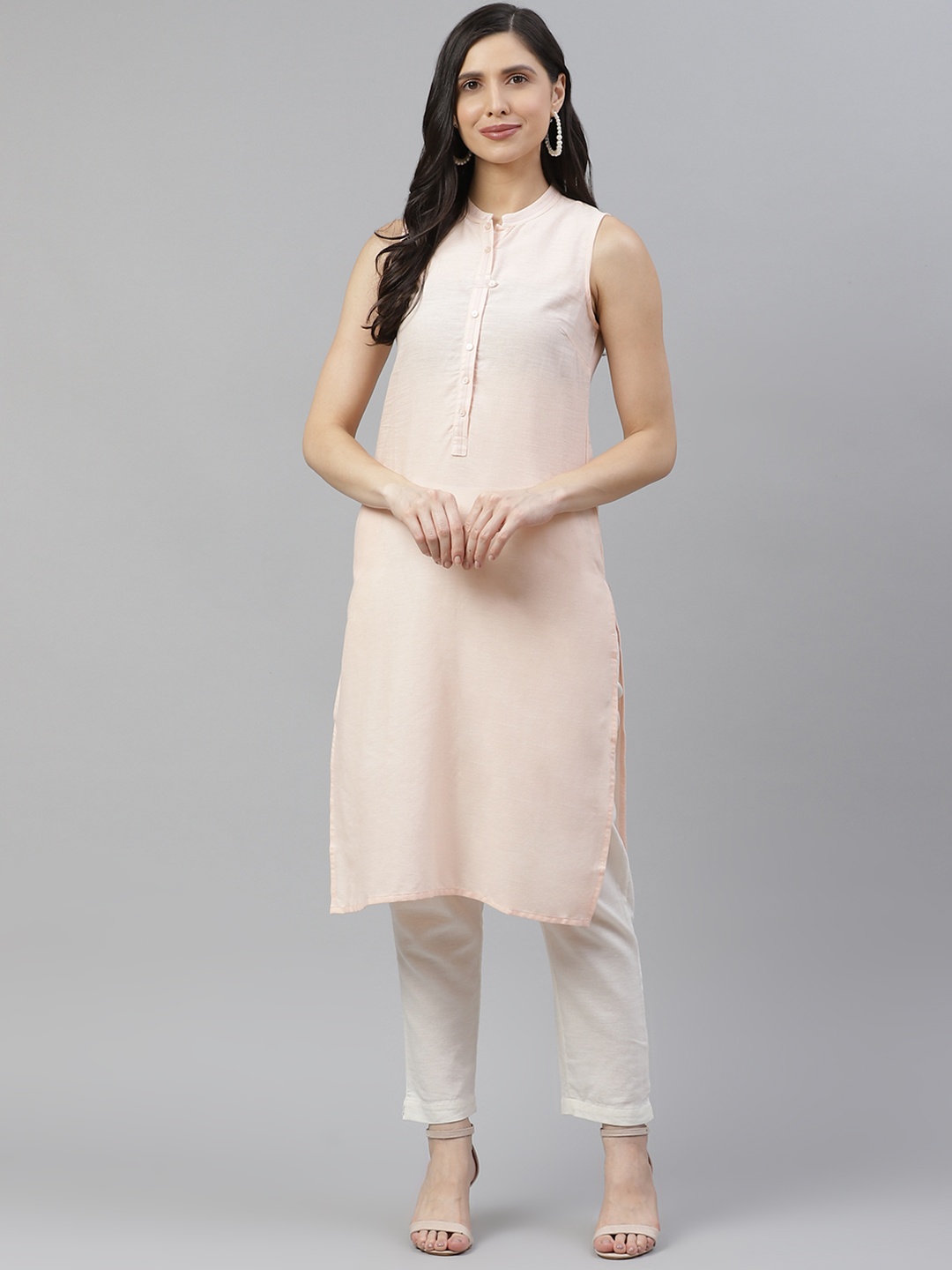 

AURELIA Women Pink Solid Pastel Kurta