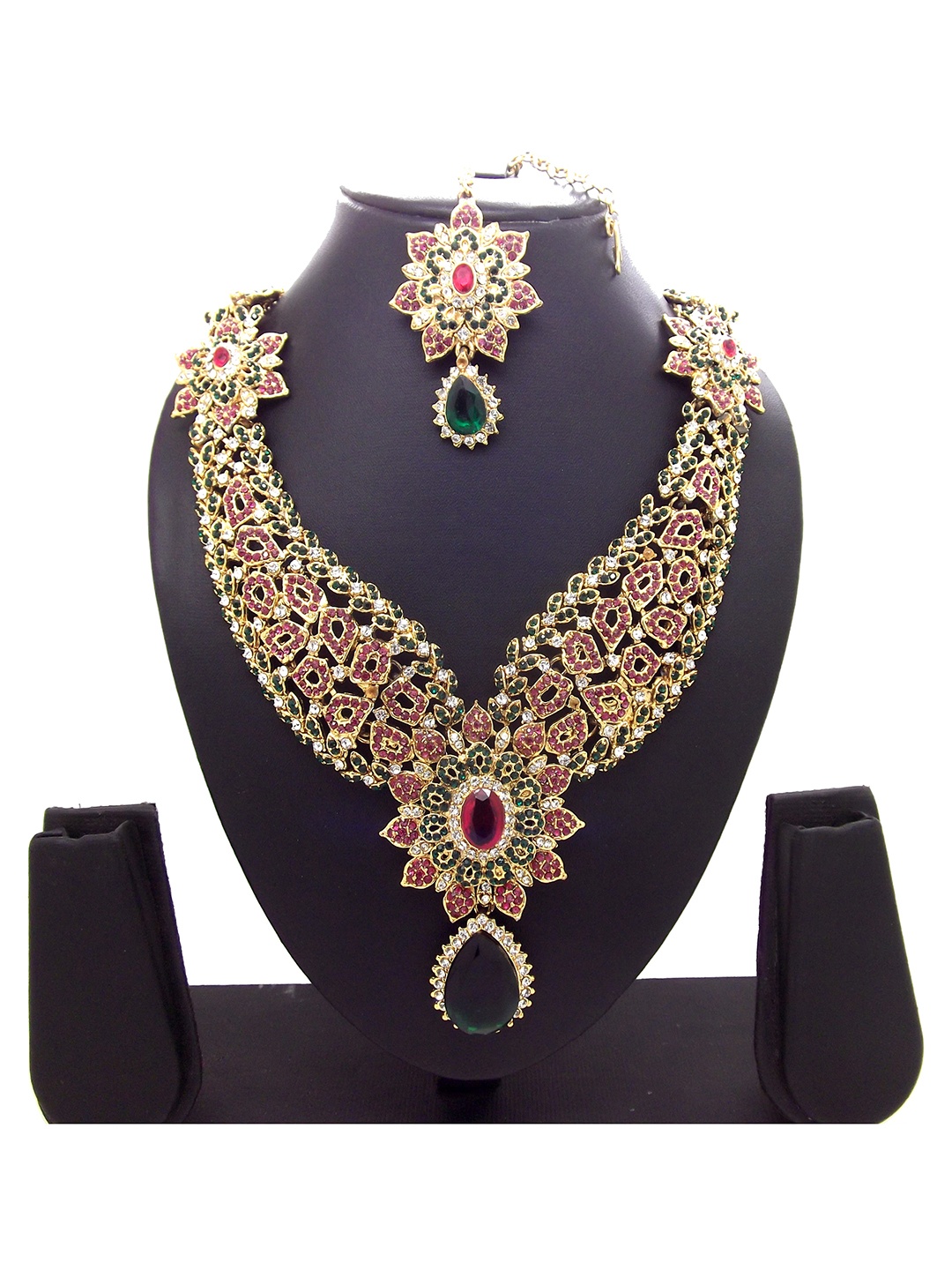 

FEMMIBELLA Gold-Plated Stone-Studded Jewellery Set