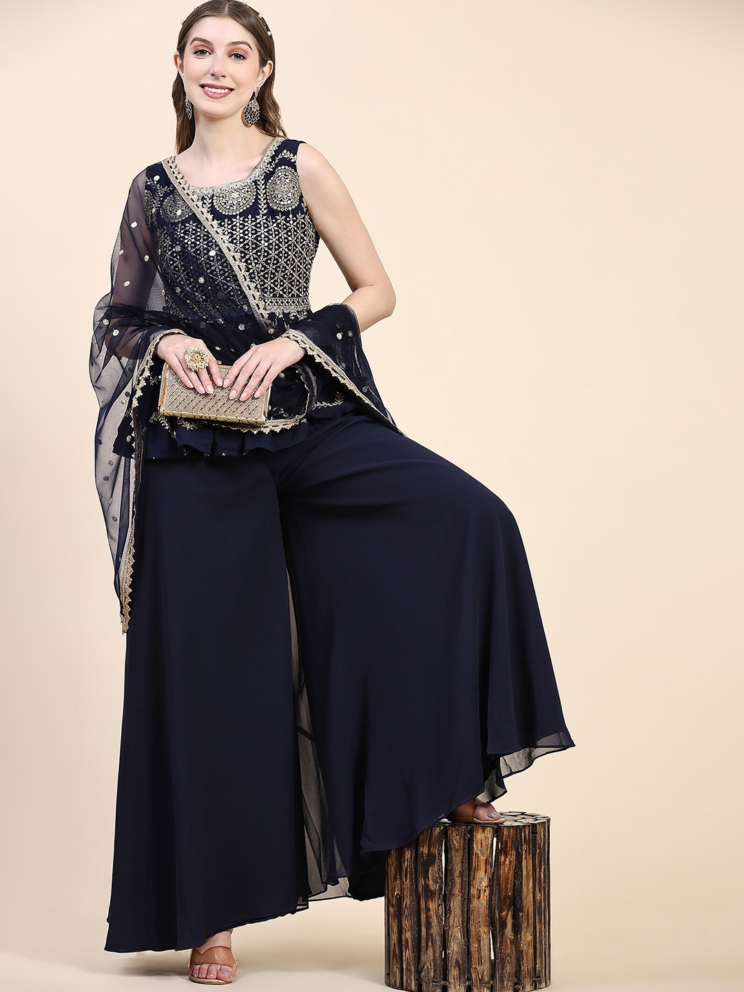 

KALINI Embellished Ethnic Co-Ords, Navy blue