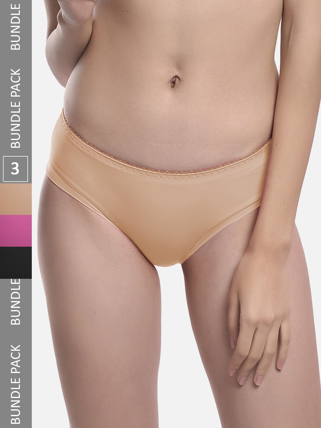 

FIMS Women Pack Of 3 Seamless Hipster Briefs, Assorted