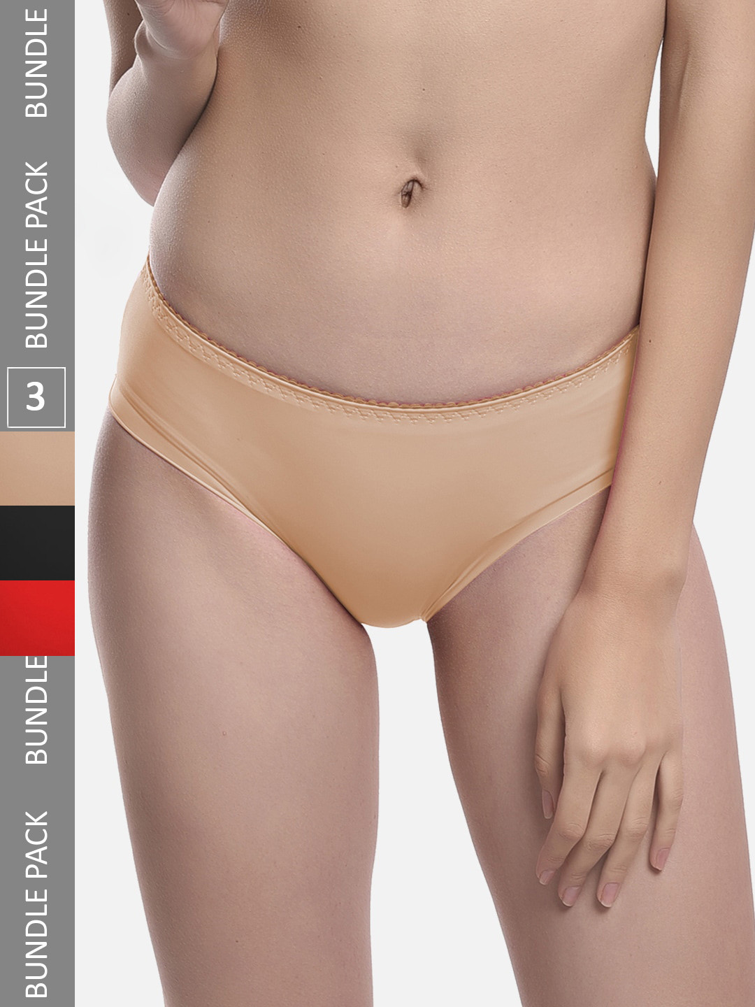 

FIMS Women Pack Of 3 Seamless Hipster Briefs, Beige