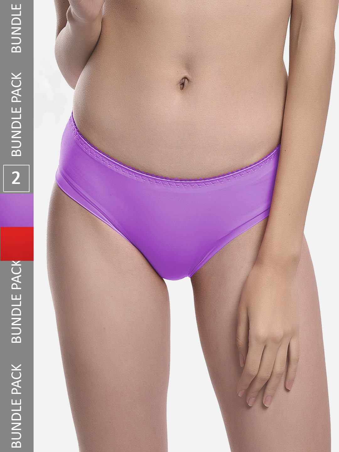 

FIMS Pack of 2 Anti Microbial Hipster Briefs Chinki_Panty_PurpleRed, Purple