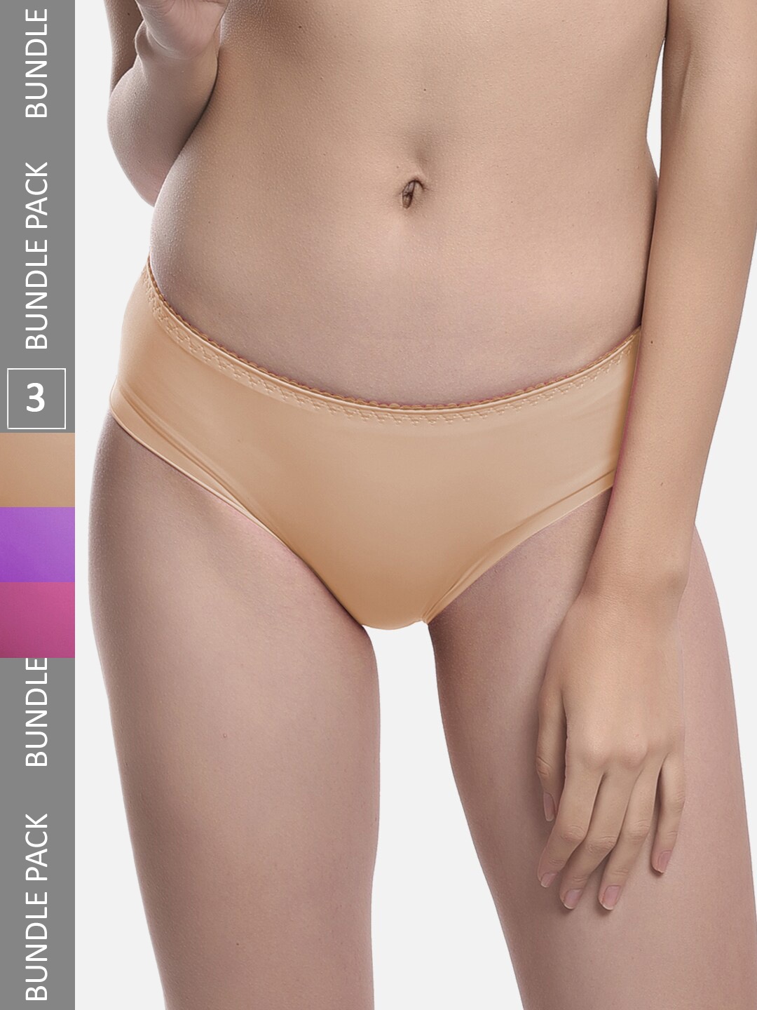 

FIMS Women Pack Of 3 Anti Microbial Hipster Briefs Chinki_Panty, Beige