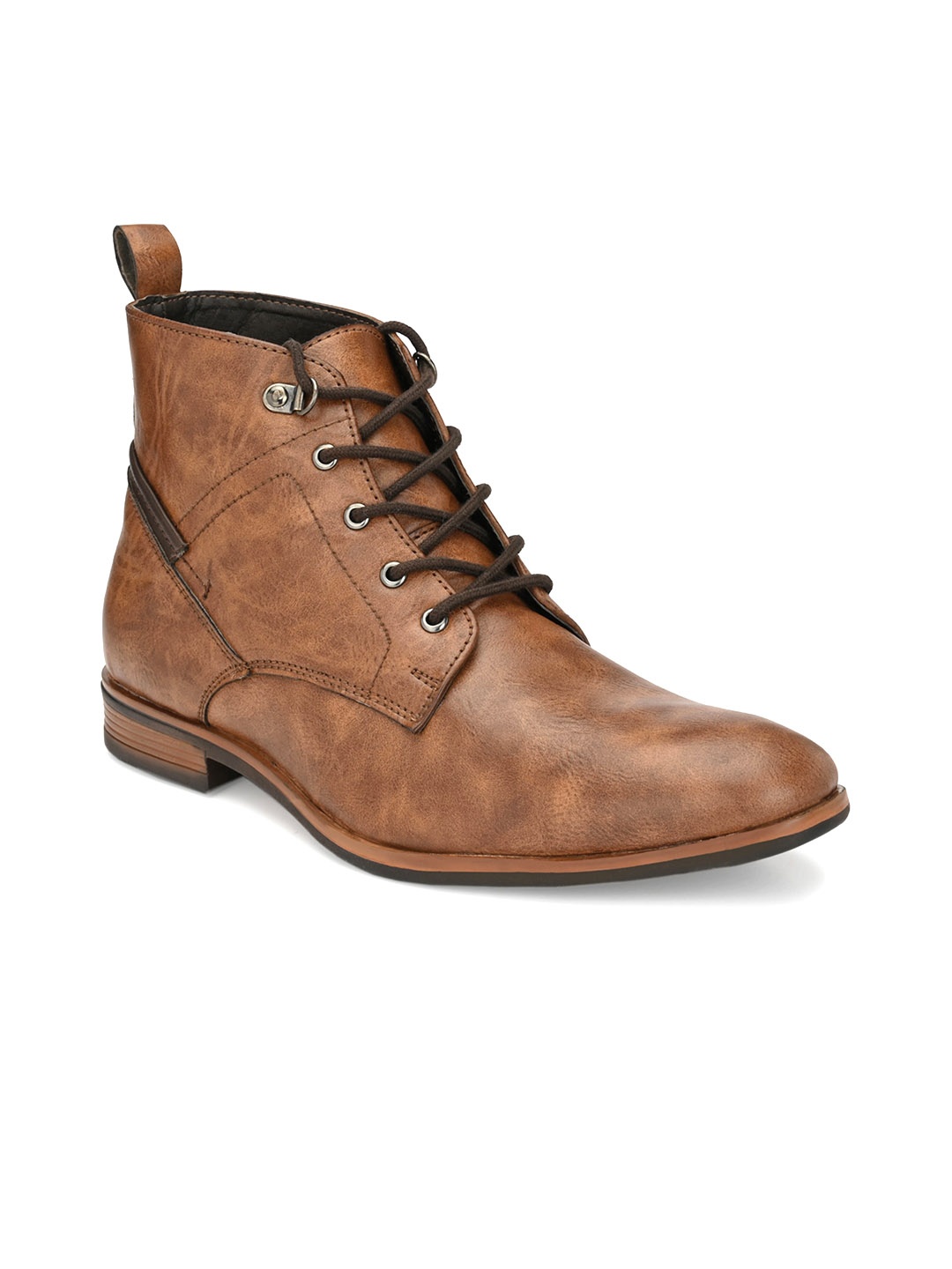 

SHENCES Men Textured Mid-Top Regular Boots, Tan