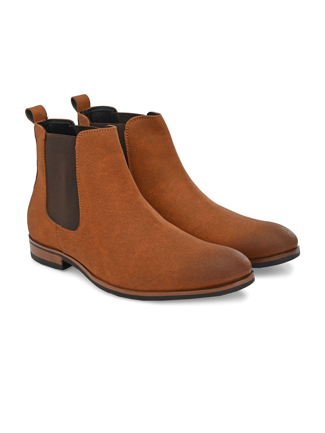 

SHENCES Men Mid-Top Chelsea Boots, Tan