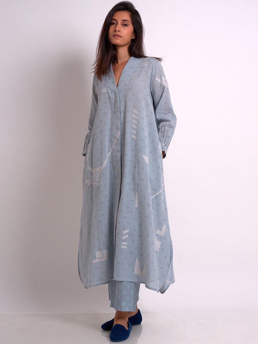 

Ganga Printed Regular Pure Cotton Kurta With Palazzos, Blue