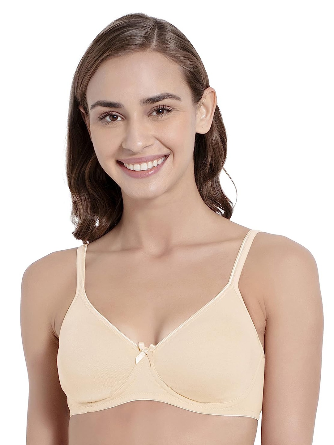 

LYTIX Every Day Bra Medium Coverage Non Padded Non Wired Seamless All Day Comfort, Cream