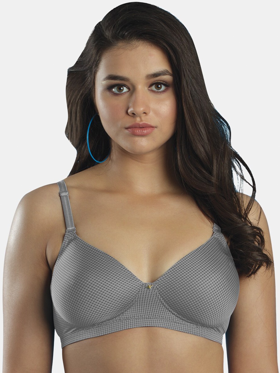 

Dazzle Checked Medium Coverage All Day Comfort Lightly Padded T-shirt Bra, Grey