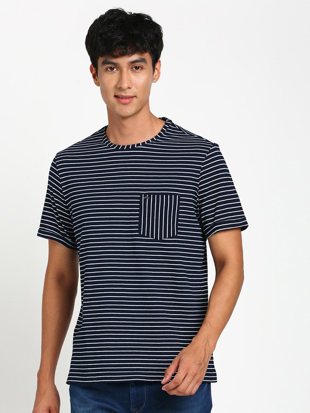 

Turtle Striped Pure Cotton Slim Fit T-shirt, Black
