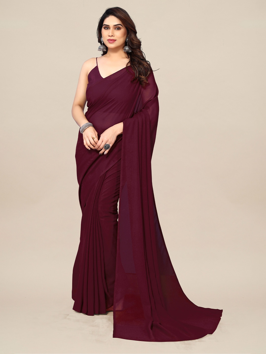 

ANAND SAREES Pure Georgette Saree With Blouse Piece, Maroon