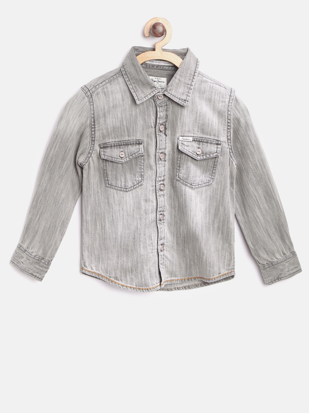 

Pepe Jeans Boys Grey Regular Fit Faded Chambray Shirt