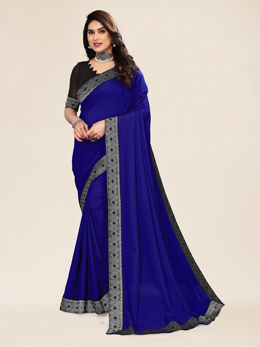 

ANAND SAREES Pure Chiffon Saree, Blue