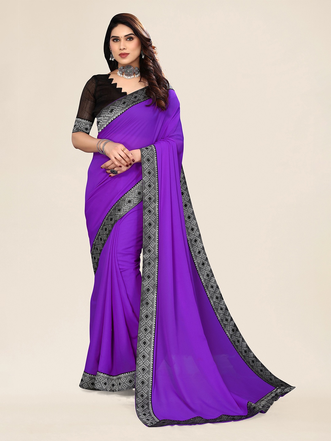

ANAND SAREES Pure Chiffon Saree, Purple