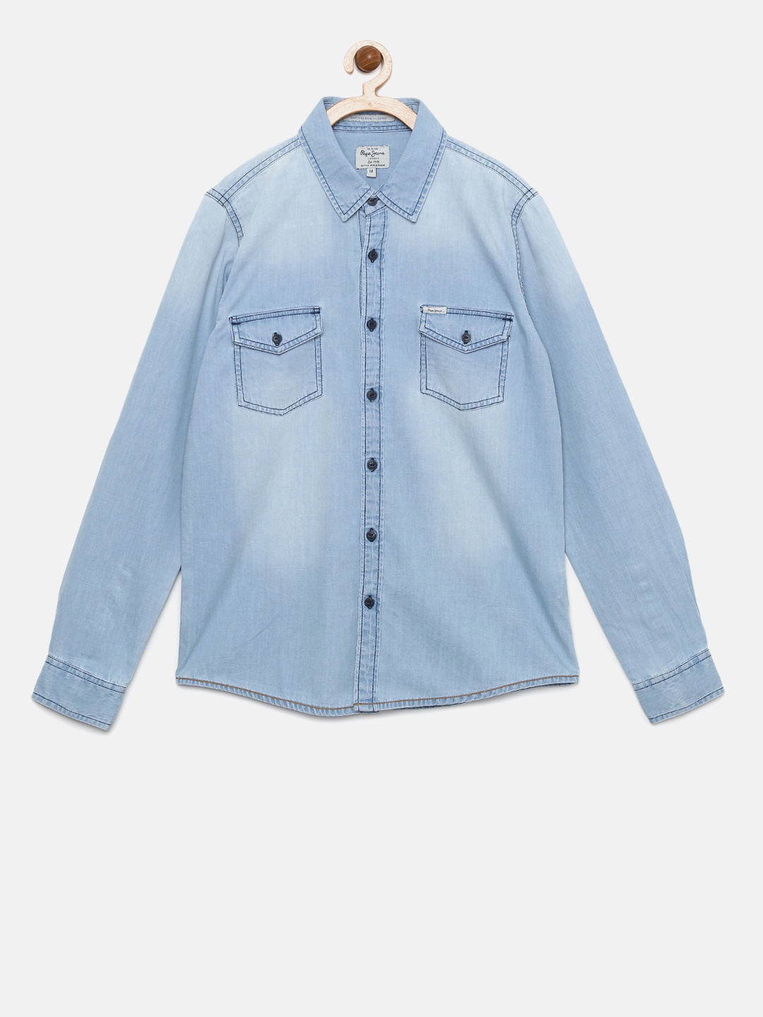 

Pepe Jeans Boys Blue Washed Chambray Shirt