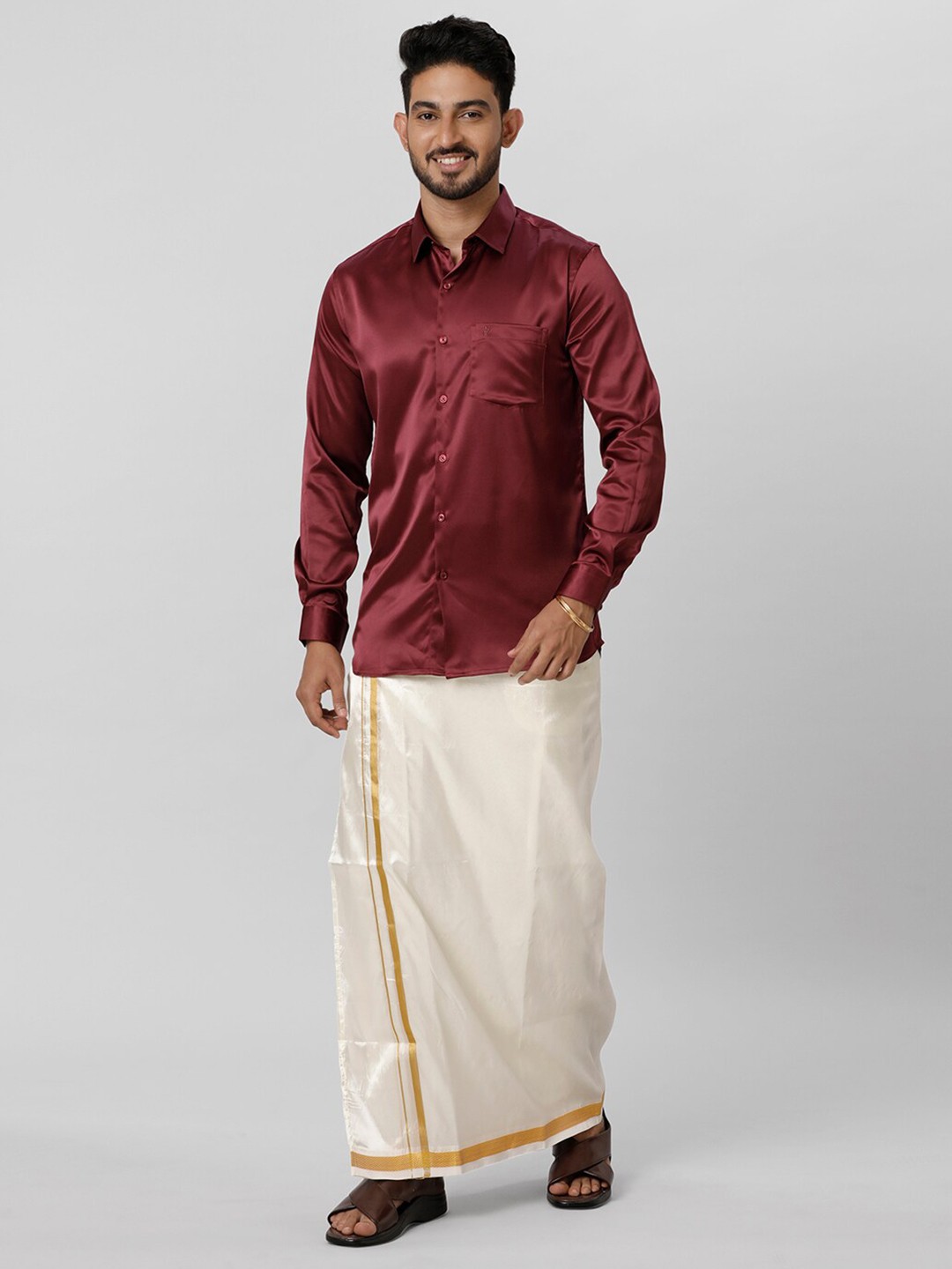 

Ramraj Shirt Half Sleeves With Double Dhoti, Red