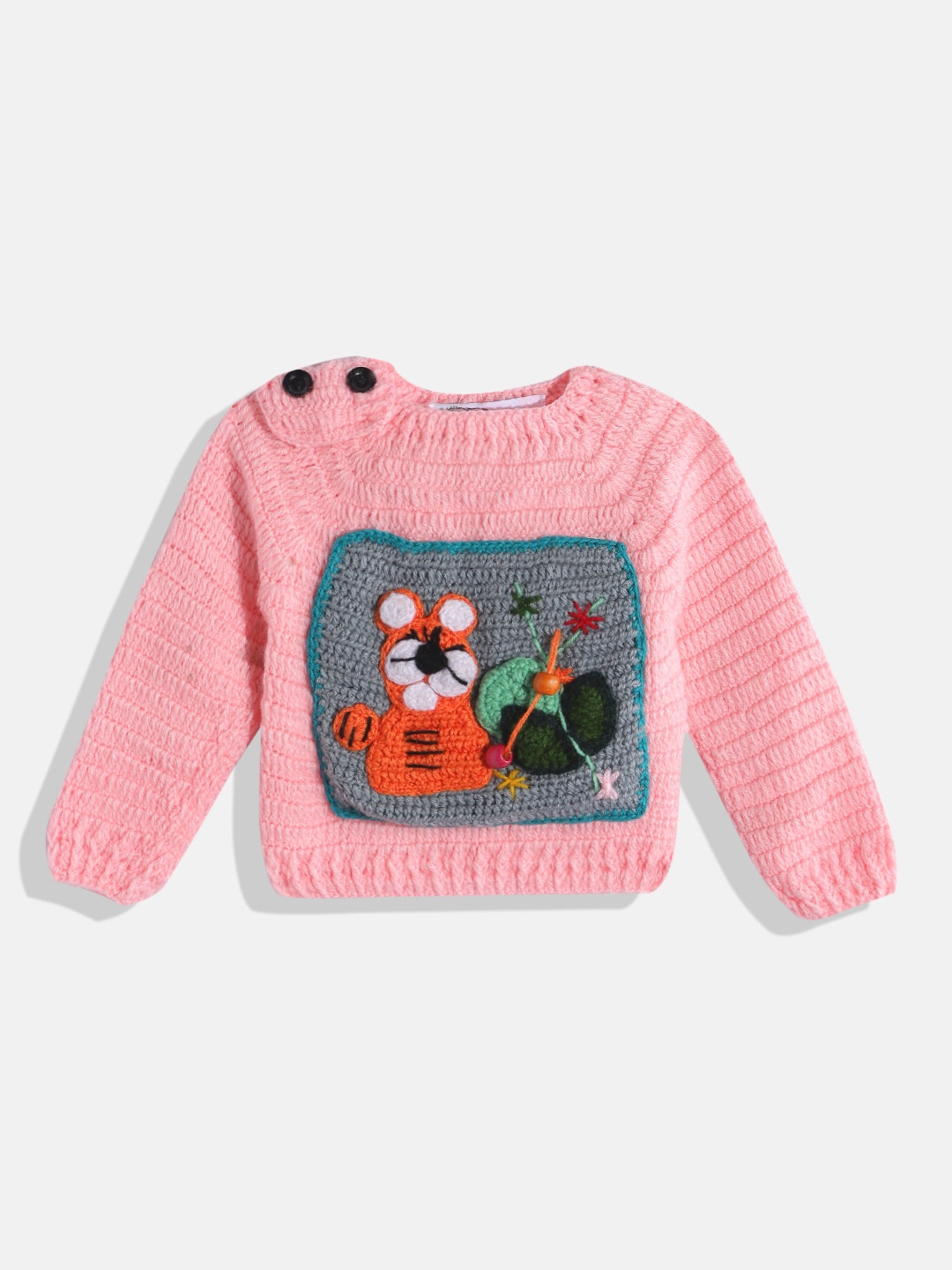 

CHUTPUT Kids Embroidered Woollen Sweater Vest, Pink