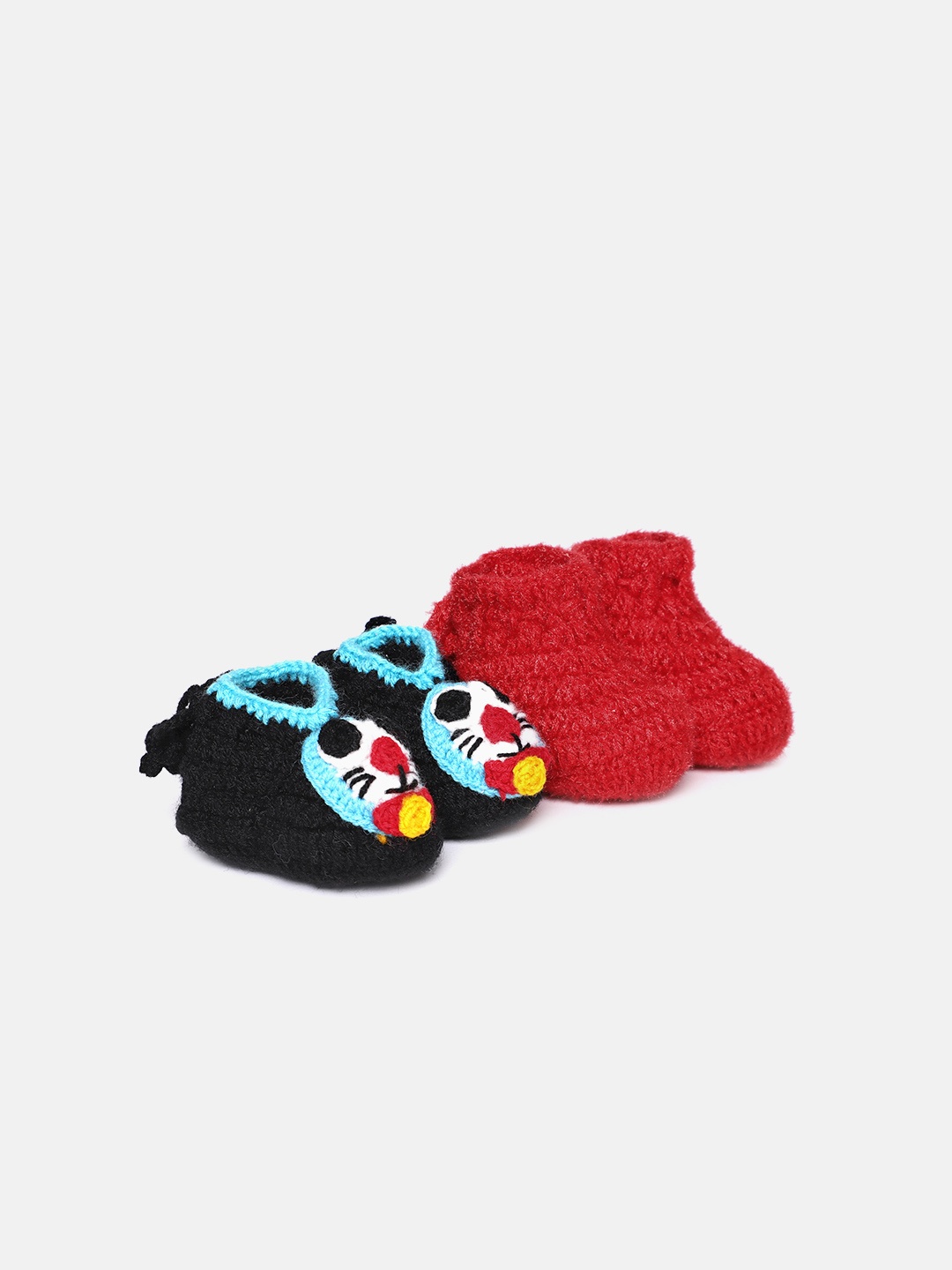 

CHUTPUT Unisex Kids Pack of 2 Crochet Booties, Black