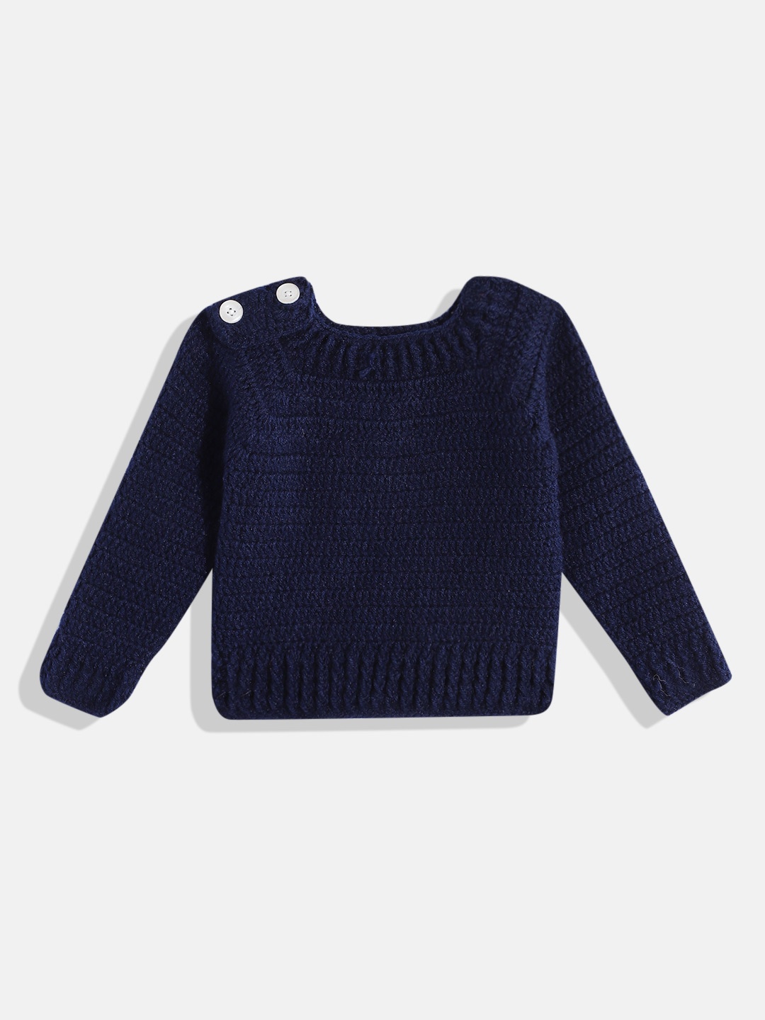 

CHUTPUT Unisex Kids Solid Knitted Woollen Pullover, Navy blue