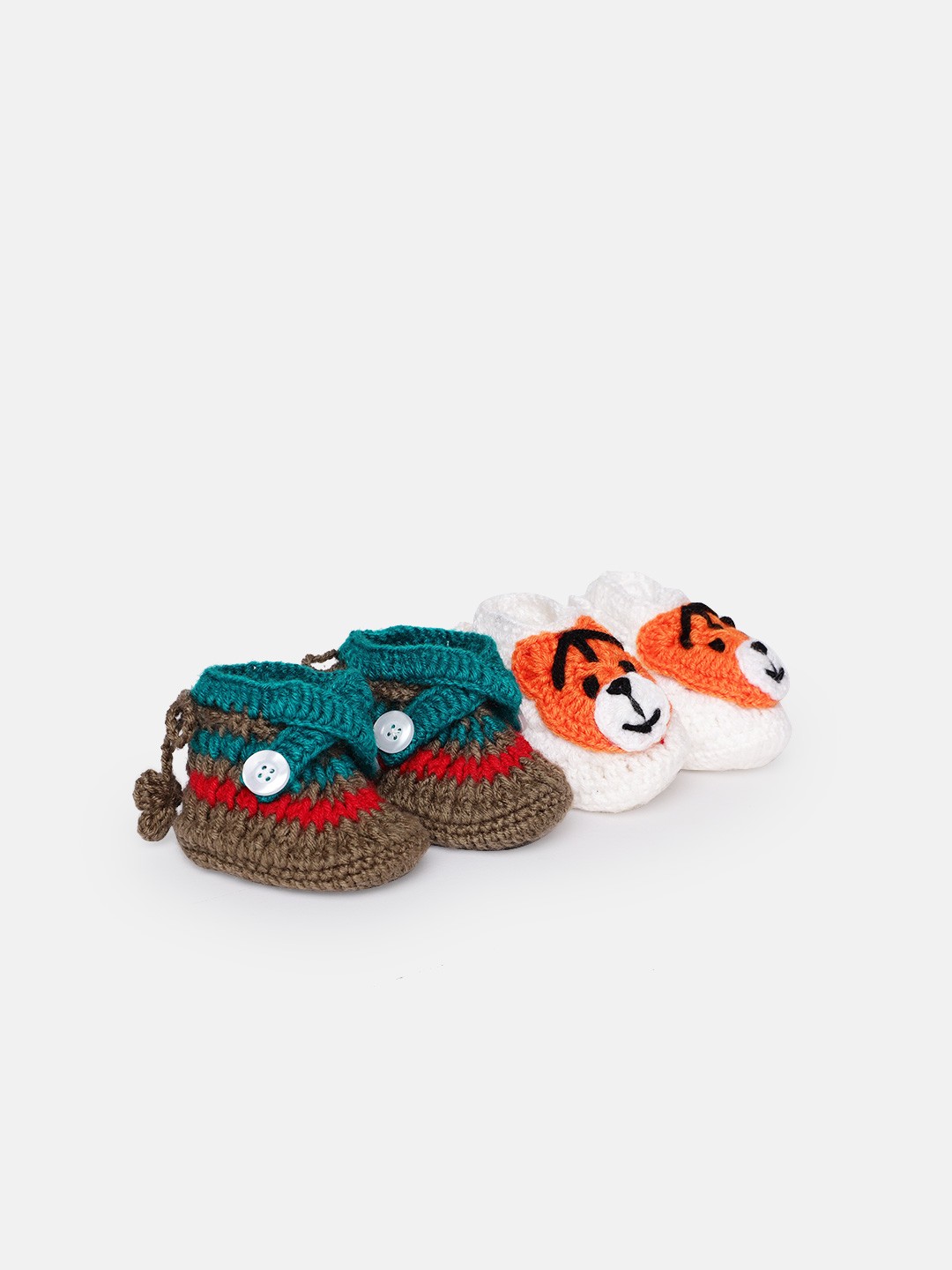 

CHUTPUT Unisex Kids Pack of 2 Crochet Booties, White