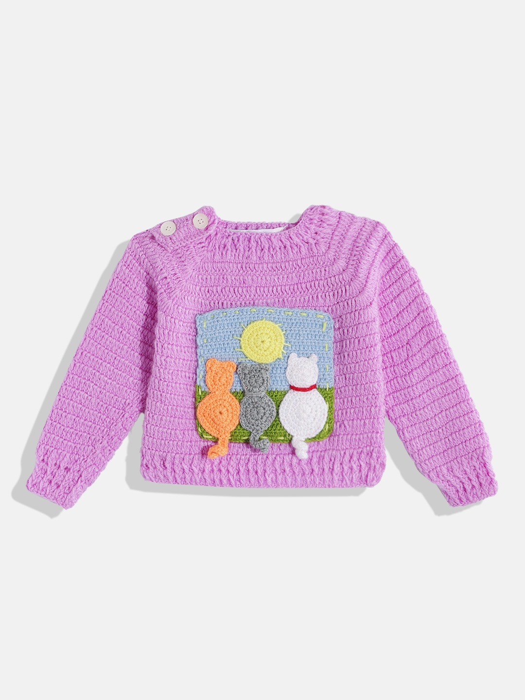 

CHUTPUT Kids Embroidered Woollen Sweater Vest, Purple