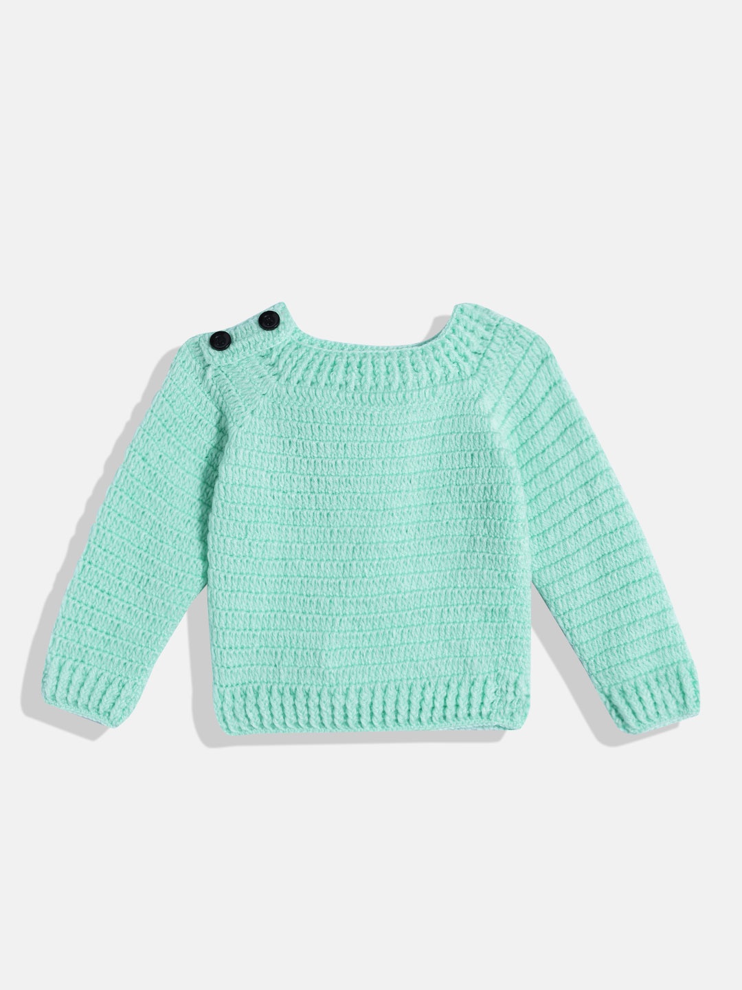

CHUTPUT Kids Conversational Crochet Woollen Pullover, Sea green