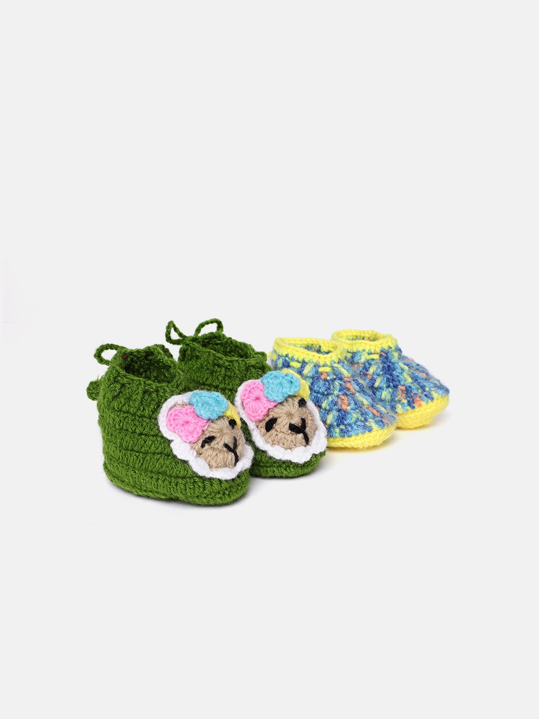 

CHUTPUT Unisex Kids Pack of 2 Crochet Booties, Green