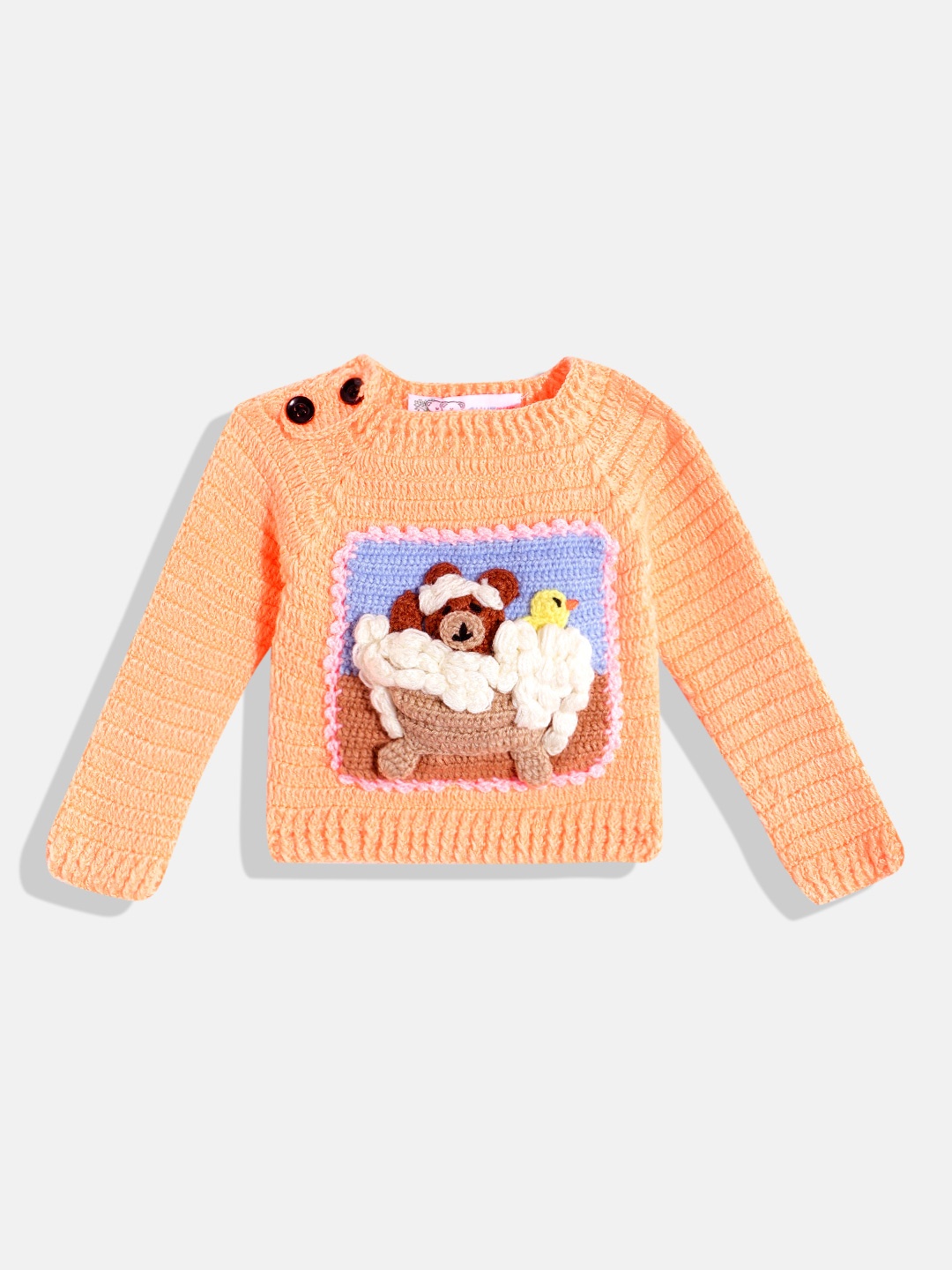 

CHUTPUT Kids Conversational Crochet Woollen Pullover, Orange