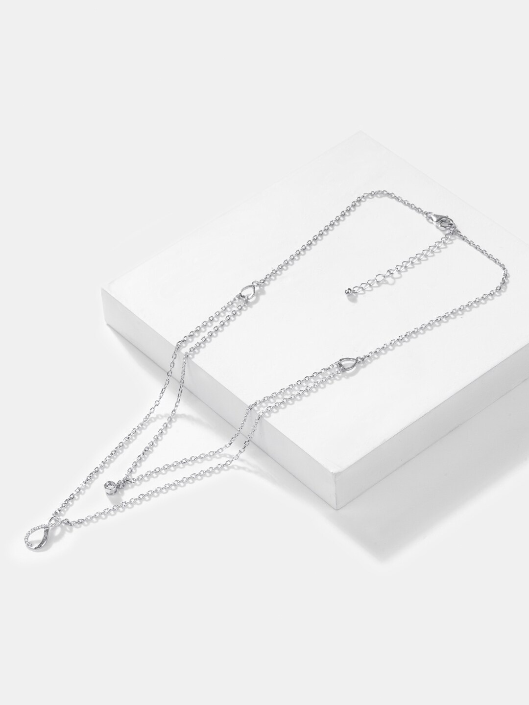 

SHAYA 925 Silver Rhodium-Plated Cubic Zirconia Layered Necklace