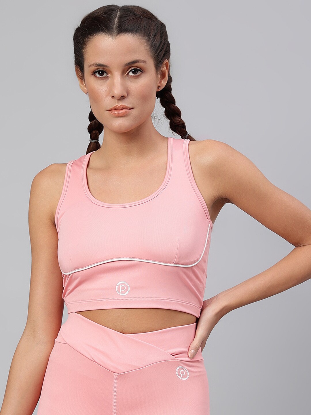 

Pritla Lightly Padded Racerback Workout Bra, Pink