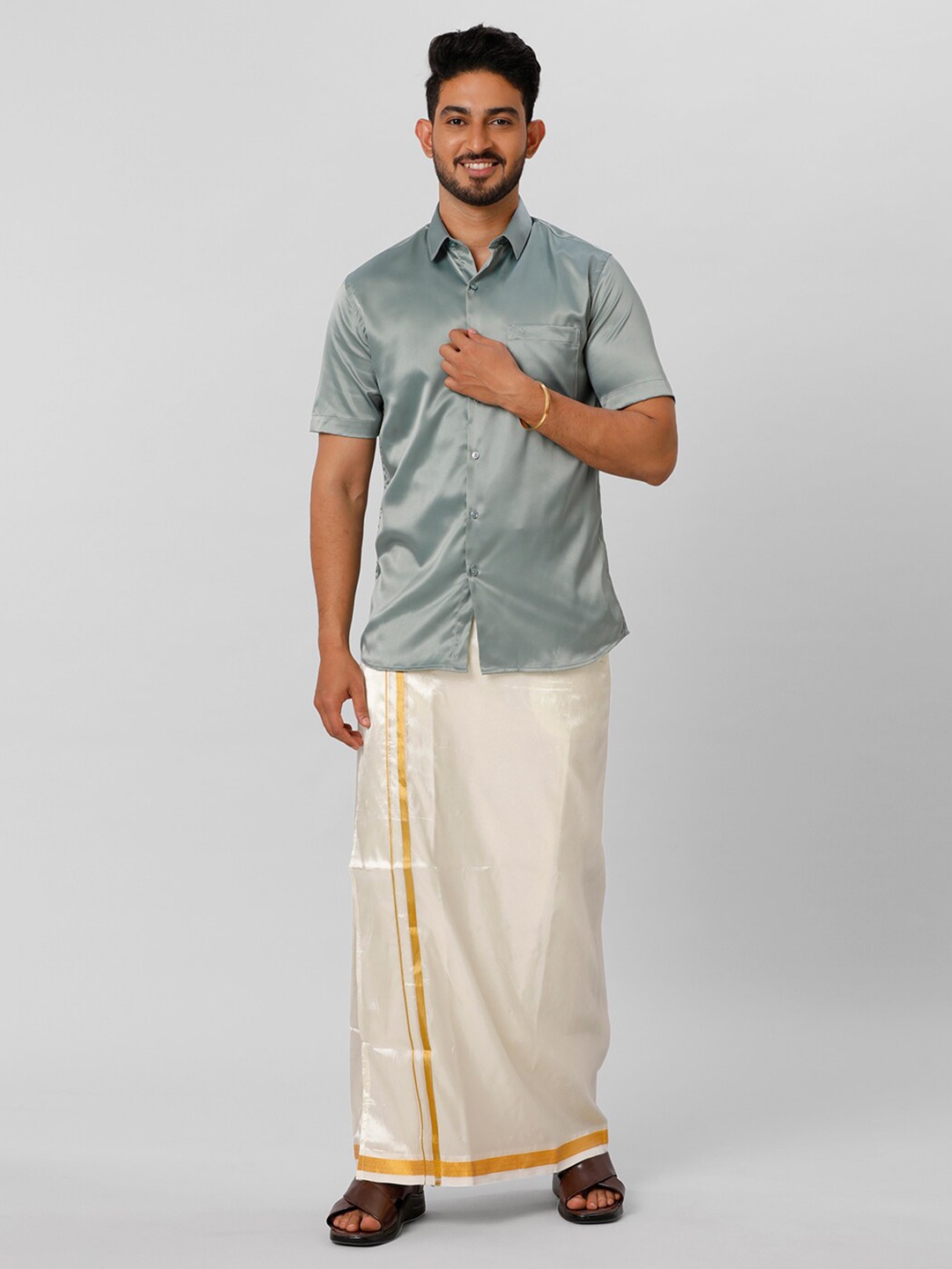 

Ramraj Shirt With Veshti, Green