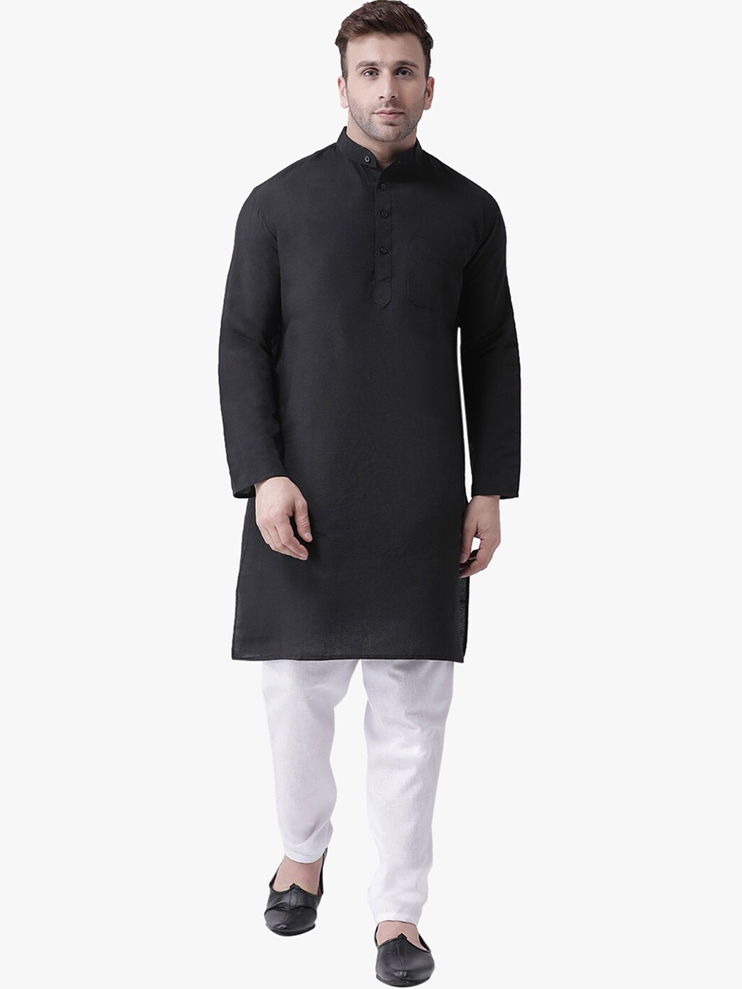 

RIAG Mandarin Collar Regular Kurta, Black