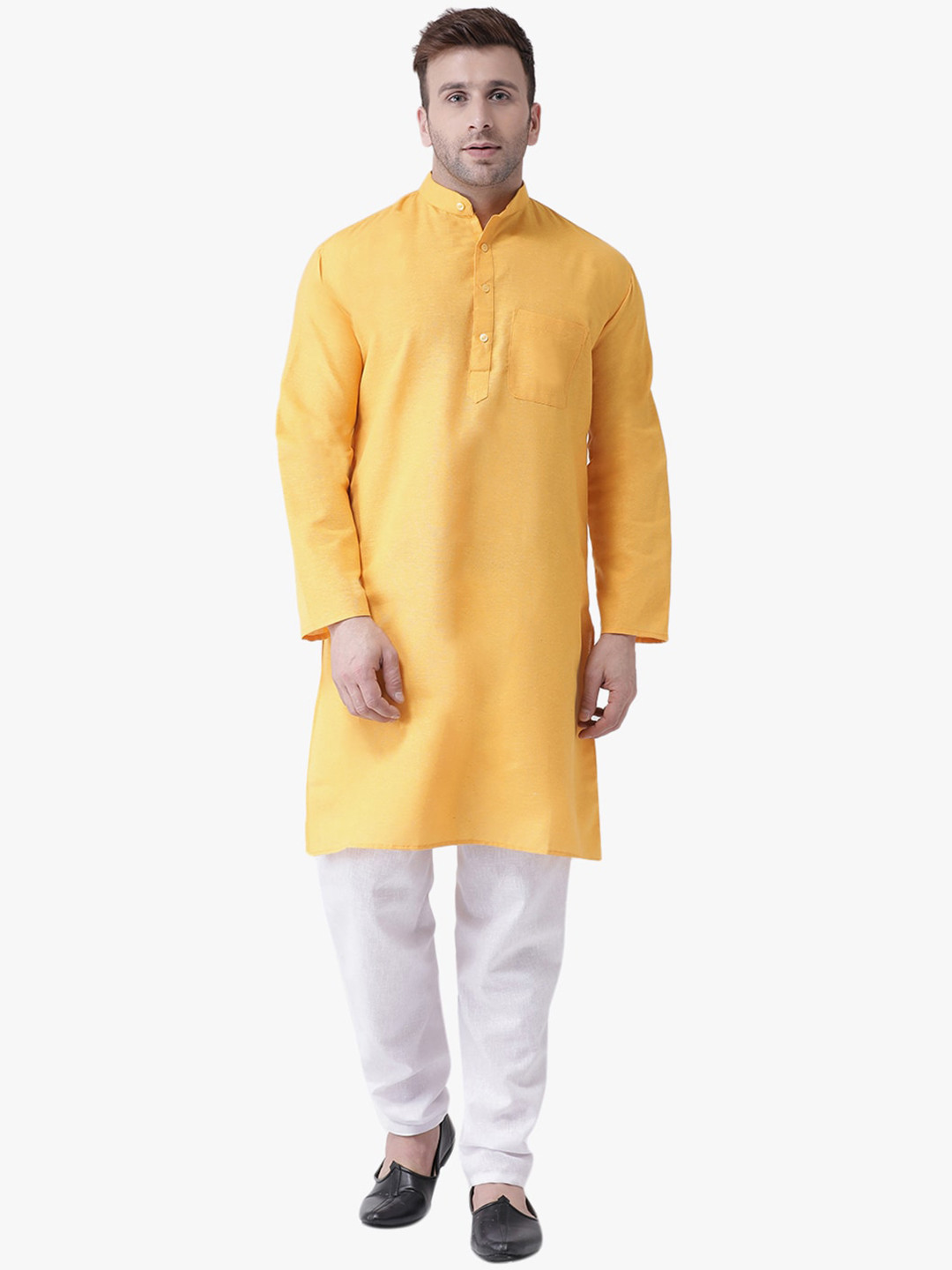 

RIAG Mandarin Collar Regular Kurta, Yellow