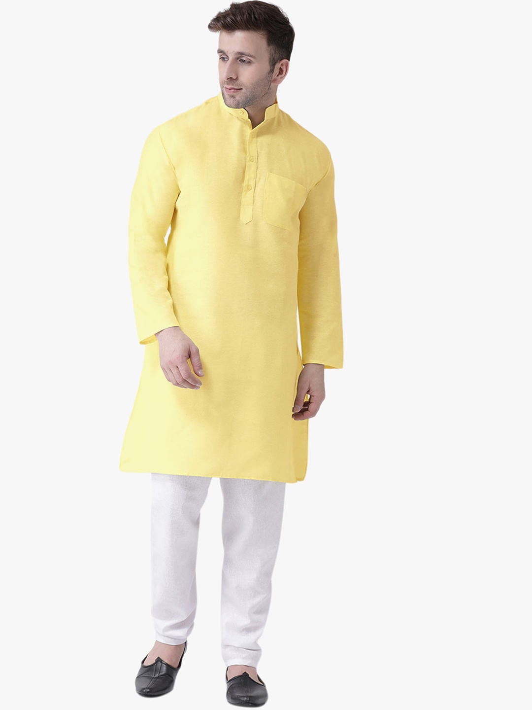 

RIAG Mandarin Collar Regular Kurta, Yellow