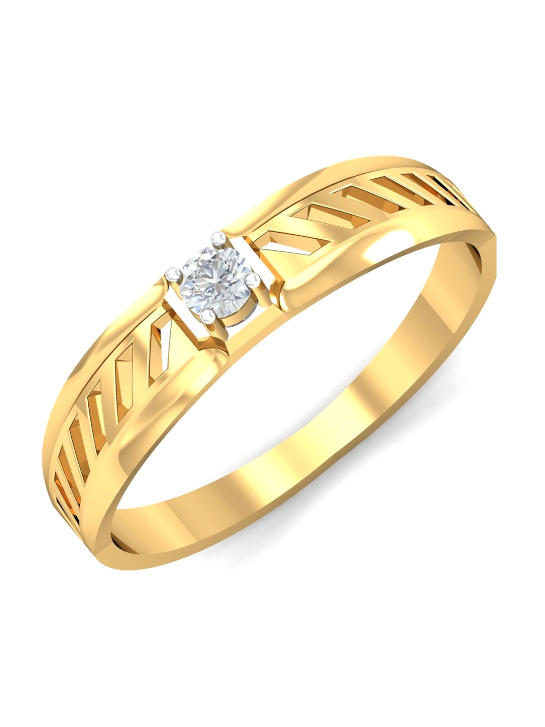 

KUBERBOX Men Daniel Solitaire 18KT Gold Diamond Studded Ring-2.74gm