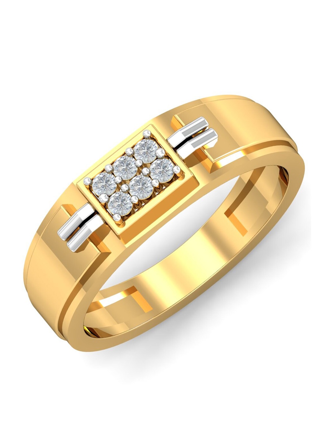 

KUBERBOX Men Remy 18KT Gold Diamond-Studded Ring-4.59 gm