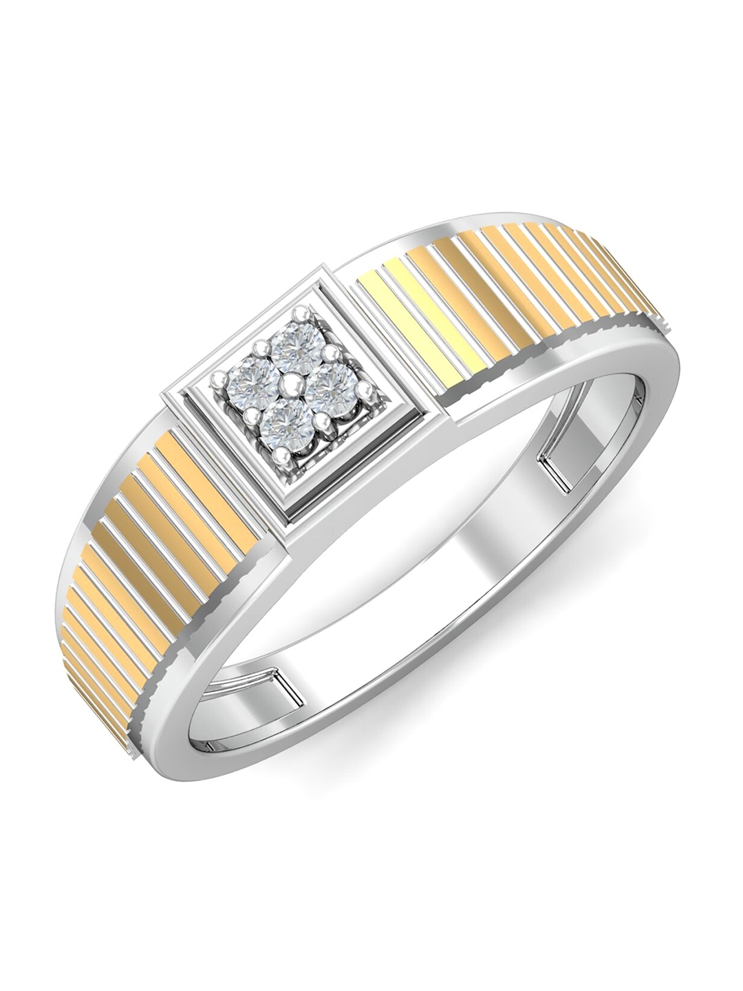 

KUBERBOX Emeka Men 18KT White Gold Diamond -Studded Ring -5.42gm, Silver