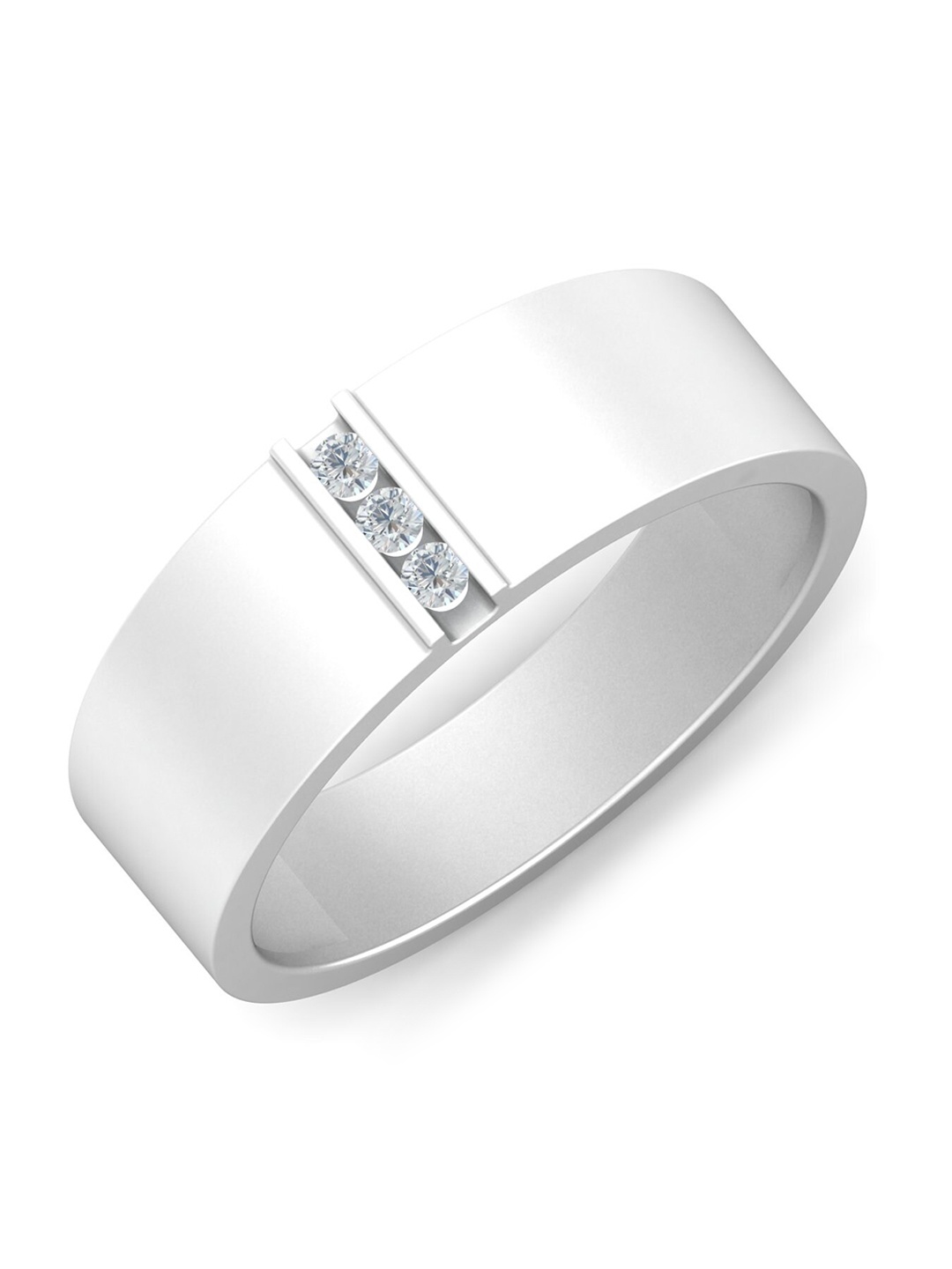 

KUBERBOX Ivy Men 18KT White Gold Diamond Studded Ring-6.21gm, Silver