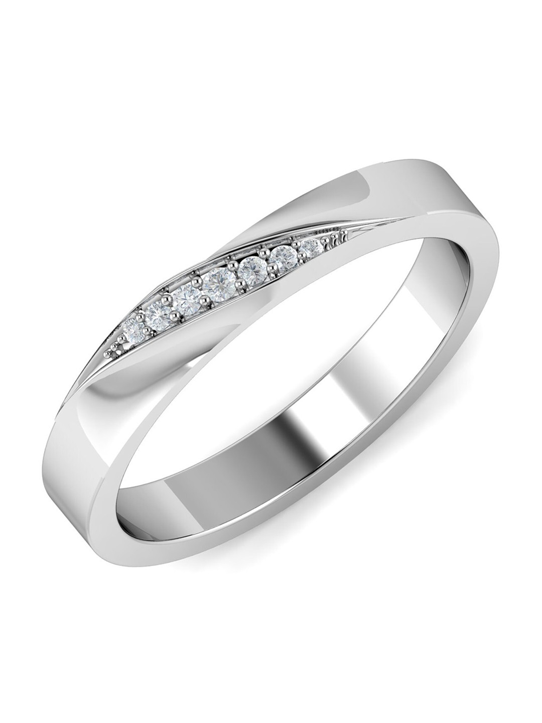 

KUBERBOX 18 KT White Gold Diamond-Studded Finger Ring - 5.38 gm, Silver