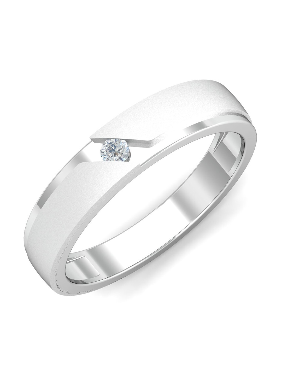 

KUBERBOX Sparkle Men 18KT White Gold Diamond Studded Ring-6.26gm, Silver