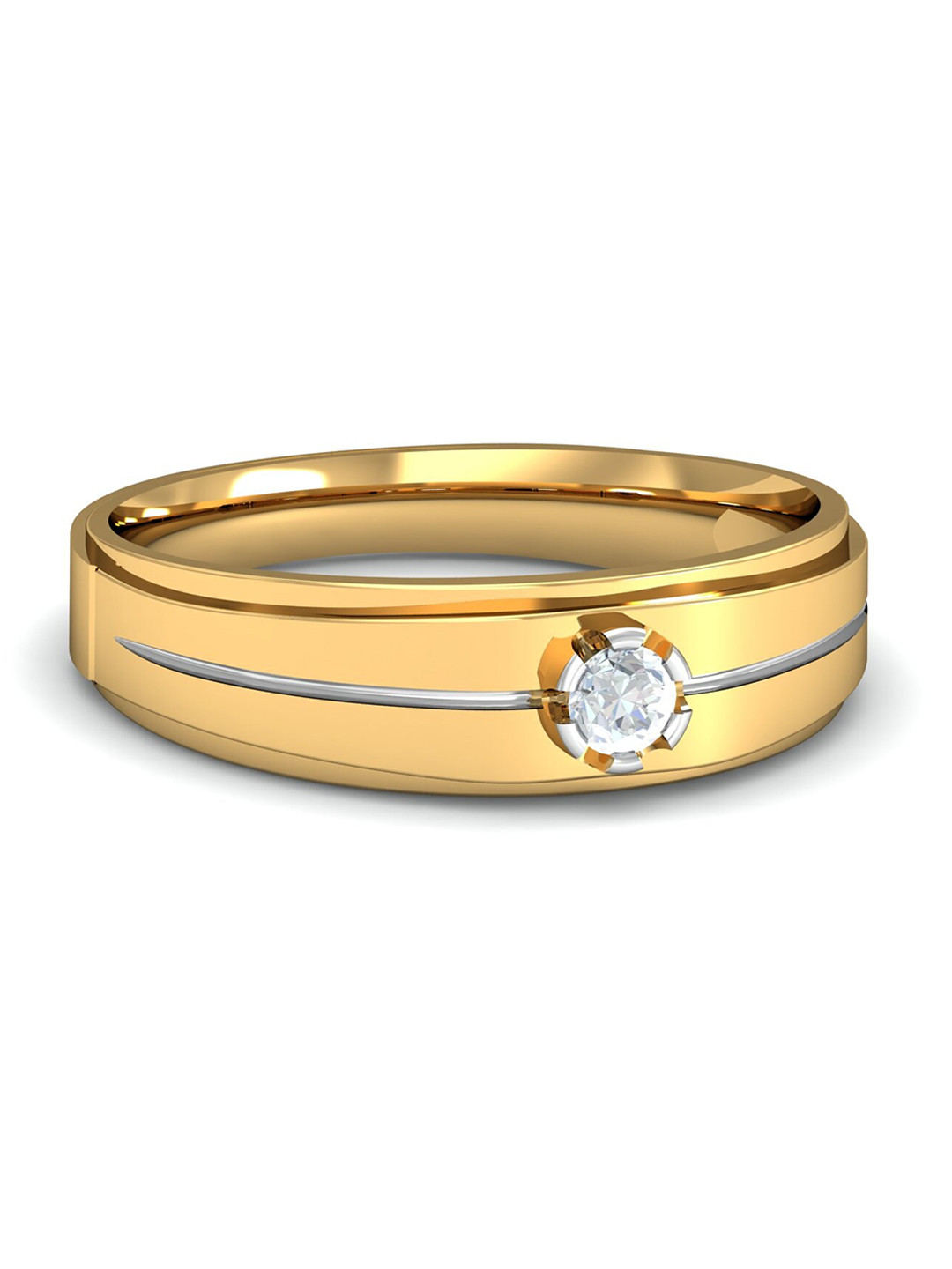 

KUBERBOX Men 18KT Diamond-Studded Solitary Gold Ring - 5.2 gm