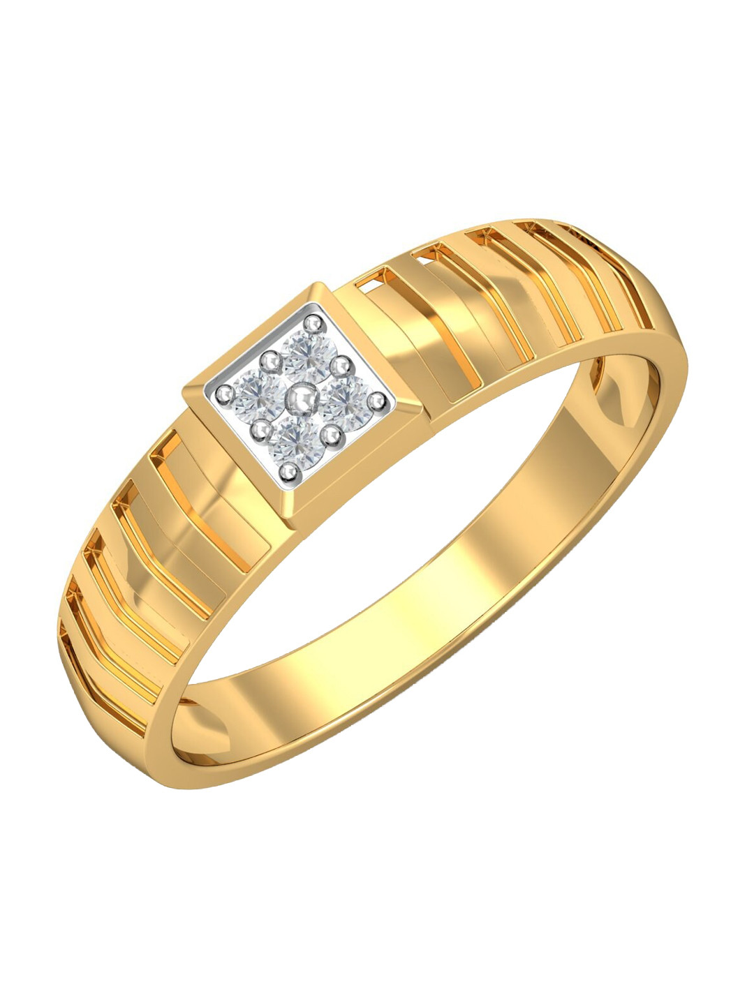 

KUBERBOX Men 18KT Gold Seraph Diamond-Studded Ring-3.68 gm