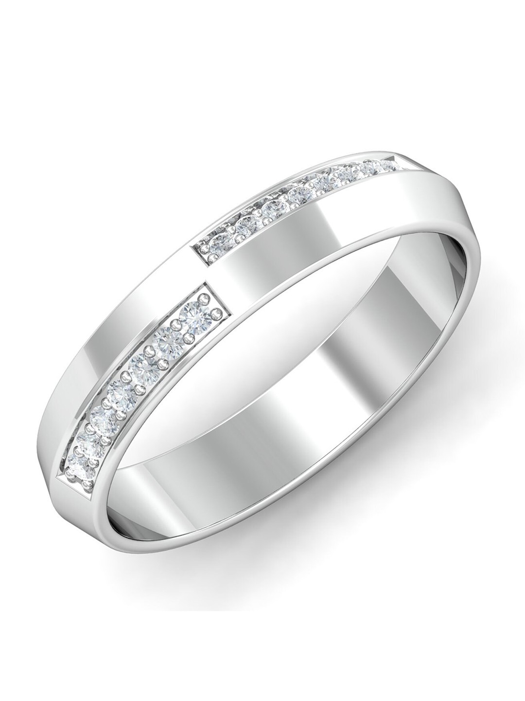 

KUBERBOX Men 18KT Gold Amora Couple Diamond-Studded Ring-4.37 gm, Silver