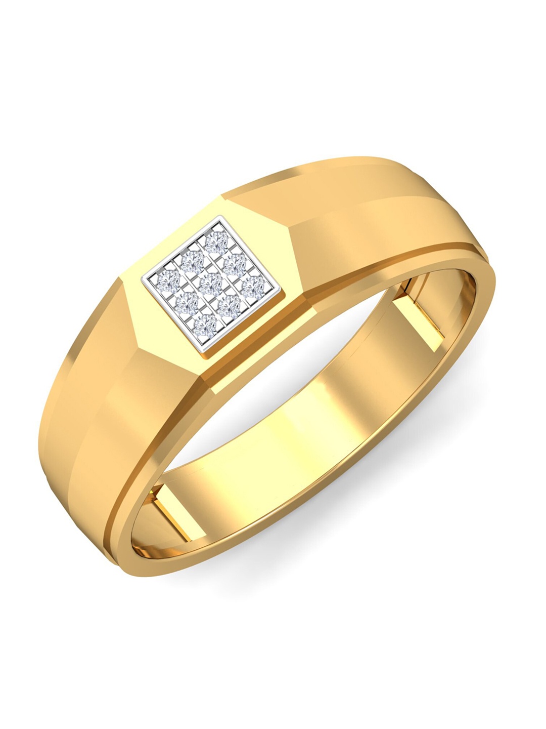

KUBERBOX Jason Men 18KT Gold Diamond-Studded Ring-6.16 gm