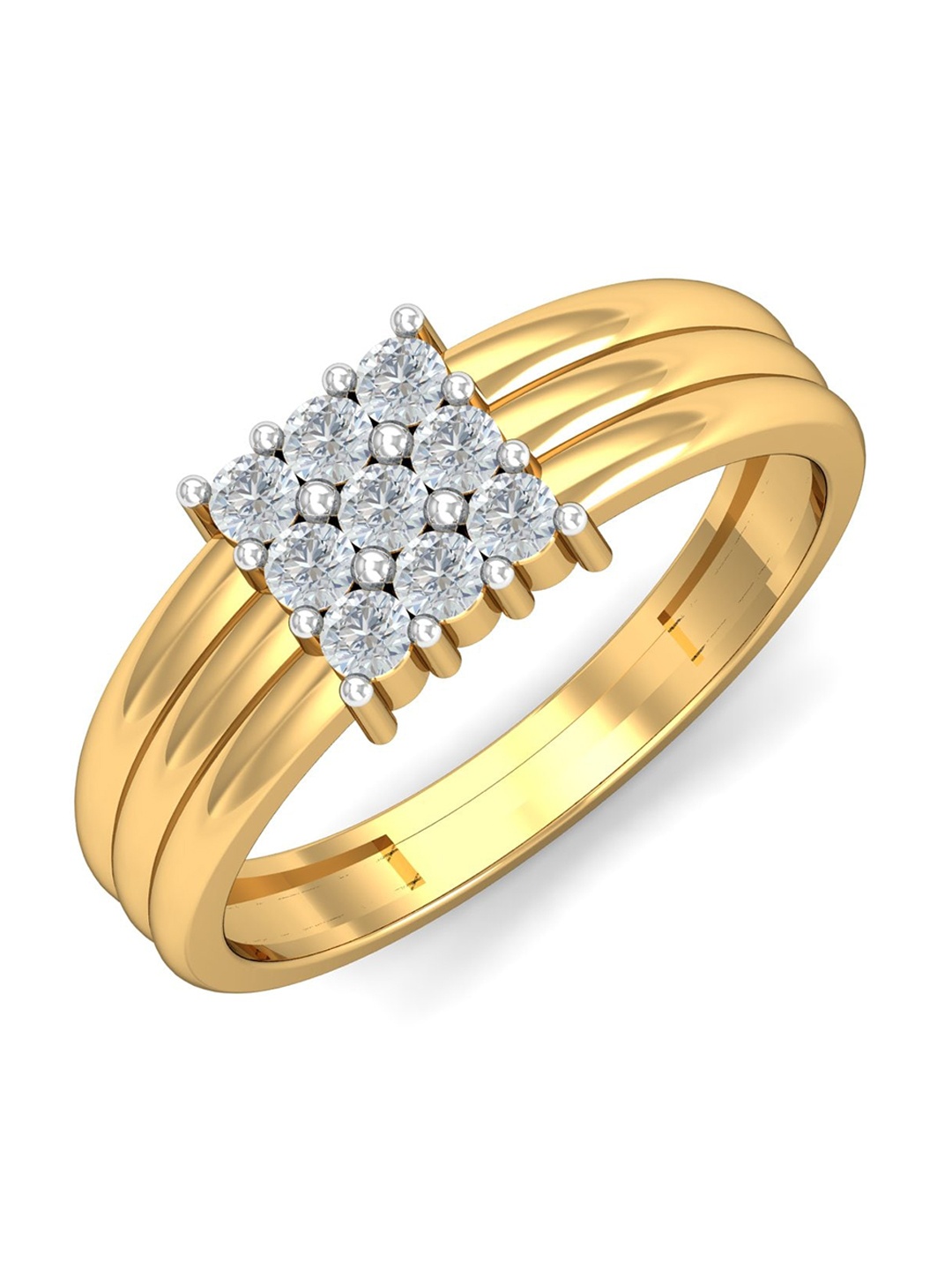

KUBERBOX Obasi Men 18KT Gold Diamond-Studded Ring-4.99 gm