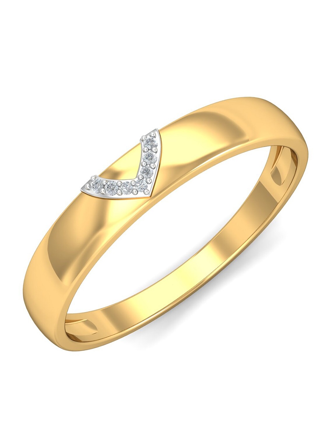 

KUBERBOX Heart Men 18KT Gold Diamond Studded Ring-2.64gm