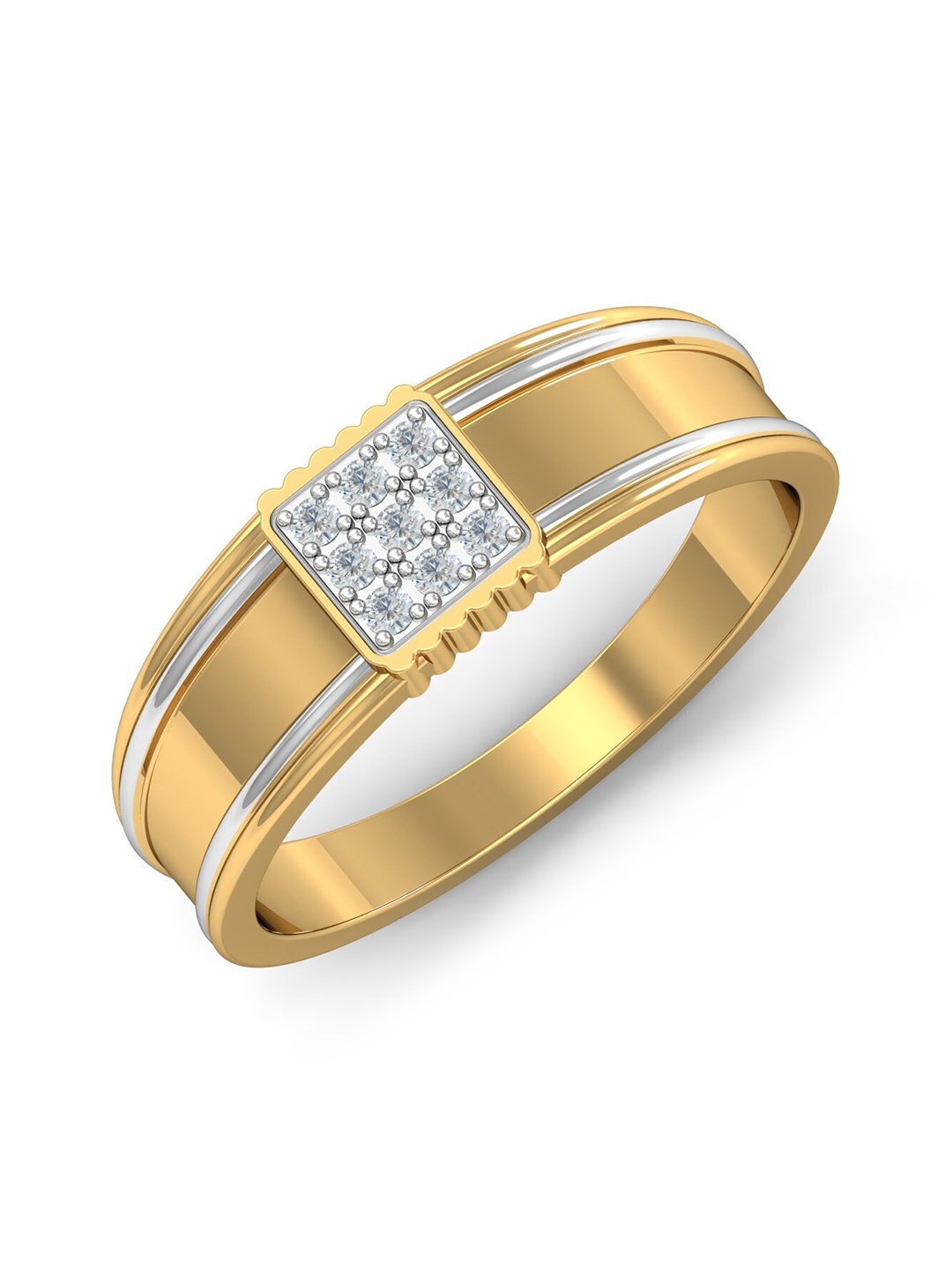 

KUBERBOX Rapier Men 18KT Gold Diamond Studded Ring-4.93gm