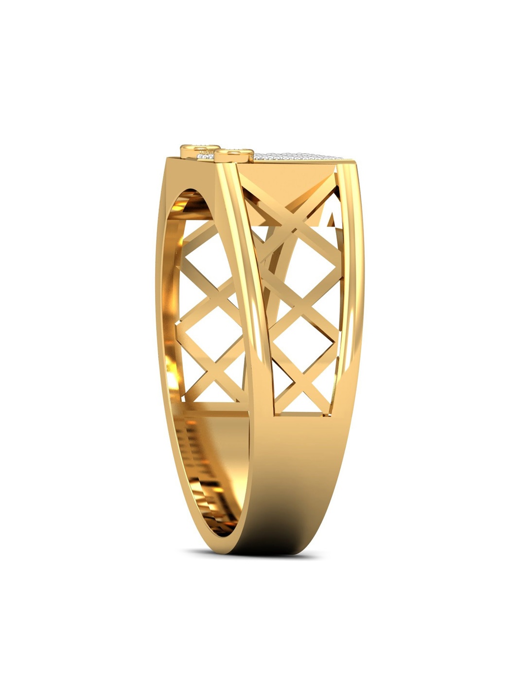 

KUBERBOX Men Corriente Del Ro 18KT Gold Diamonds Studded Ring-5.55gm
