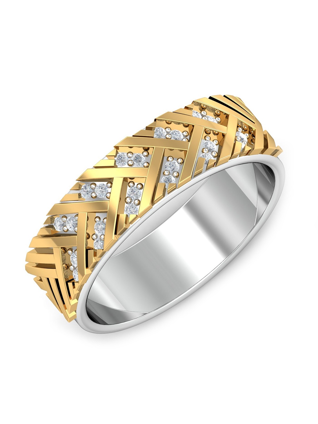 

KUBERBOX Men 18KT Gold Daimond-Studded Ring-7.7gm