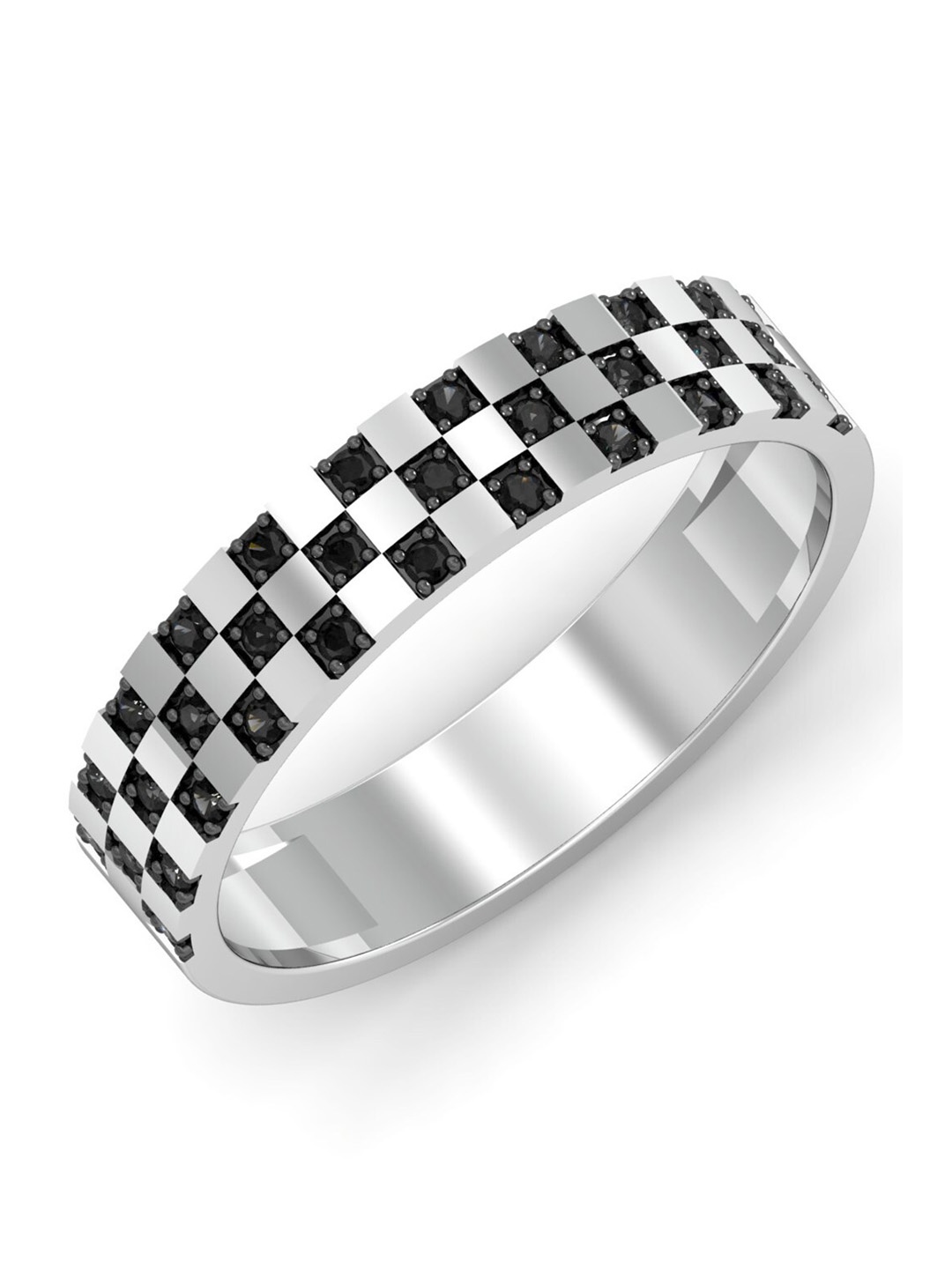 

KUBERBOX Men 18KT White Gold Diamond-Studded Ring-3.52gm
